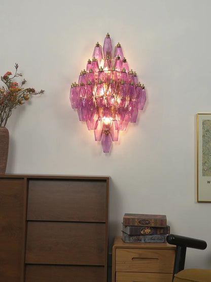 Multifaceted Diamond Purple Glass Wall Lamp