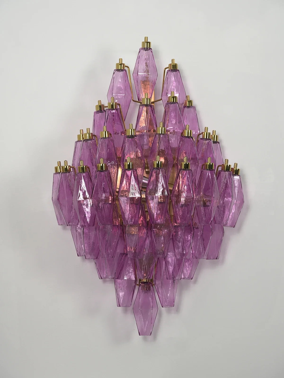Multifaceted Diamond Purple Glass Wall Lamp