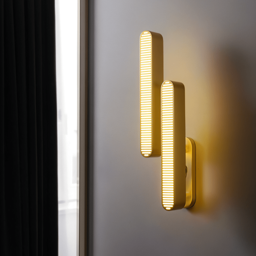 Munira Wall Lamp by Residence Supply featuring a sleek, modern design with a curved metal arm and a round fabric shade.
