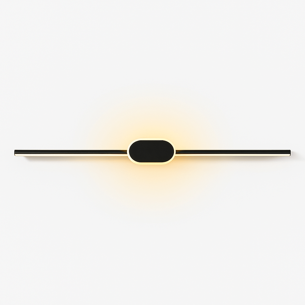 Residence Supply Mura Wall Lamp mounted on a wall, featuring a sleek modern design with a curved metal arm and cone-shaped shade.