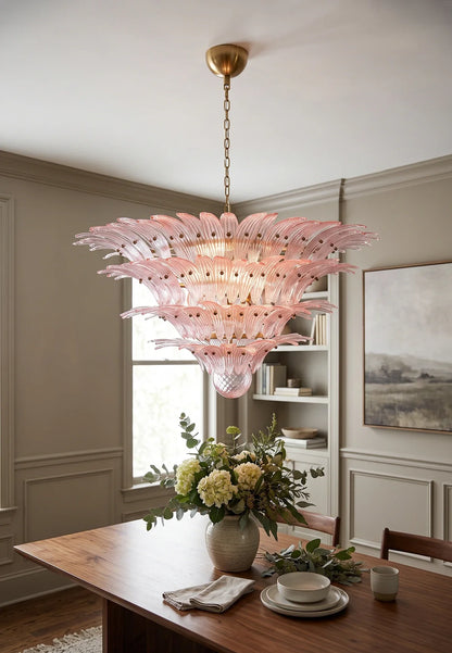 Murano Palmette Pink Chandelier