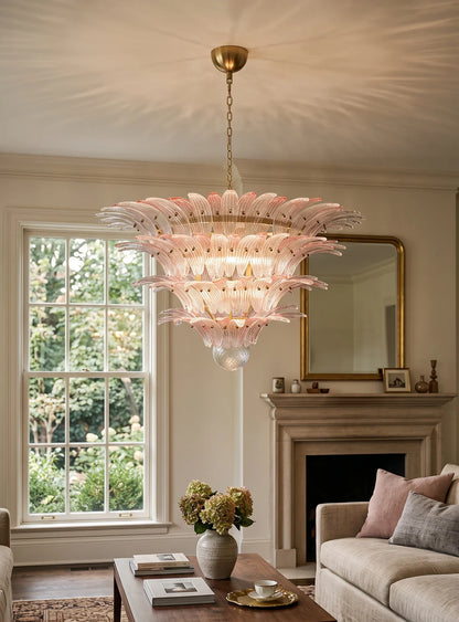 Murano Palmette Pink Trasparent Chandelier