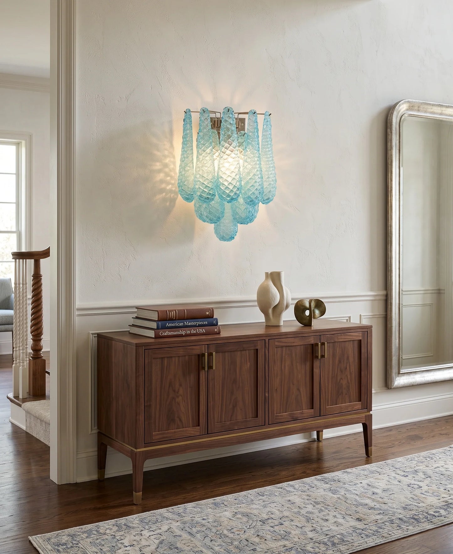 Murano Petals Glass Blue Wall Light