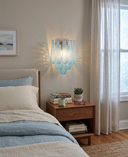 Murano Petals Glass Blue Wall Light