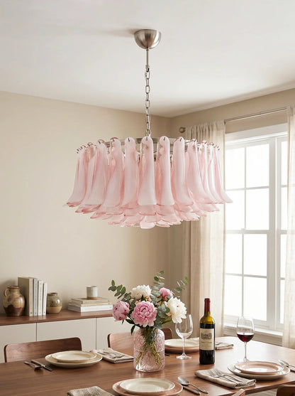 Murano Pink Glass Petal Chandelier