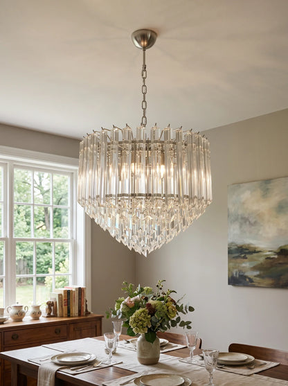 Murano Quadriedri Prisms Transparent Chandelier
