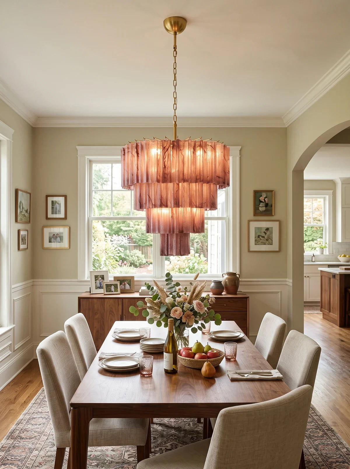Solene Tiered Red Glass Tube Chandelier