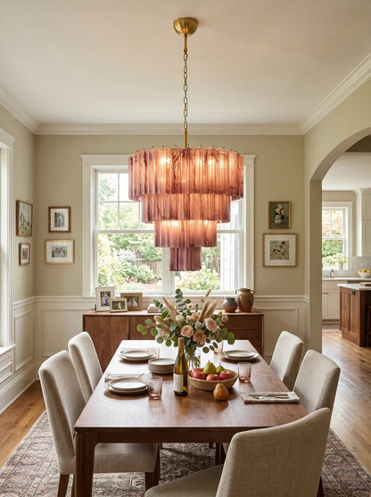 Solene Tiered Red Glass Tube Chandelier