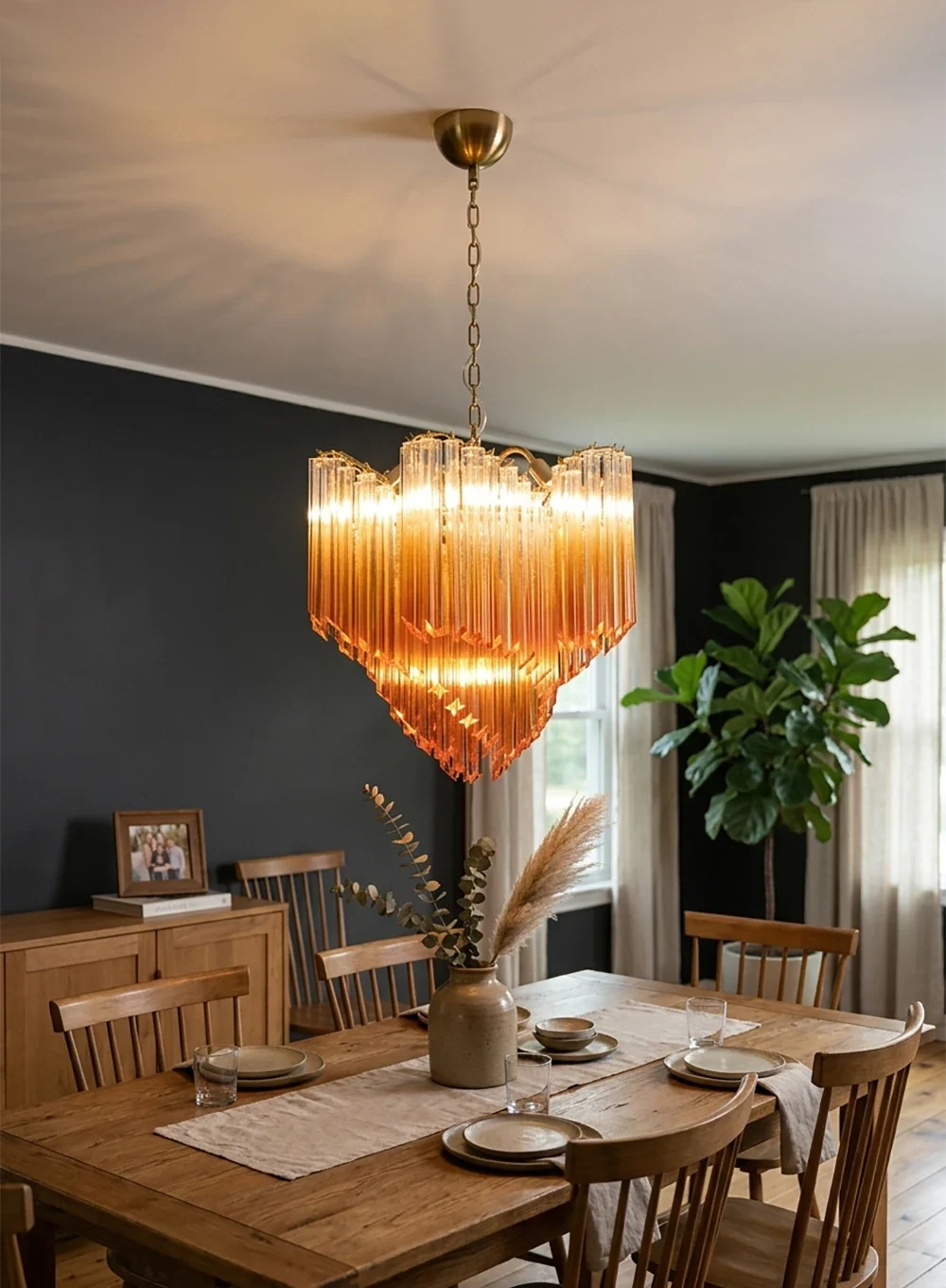 Murano Shaded Amber Prism Chandelier