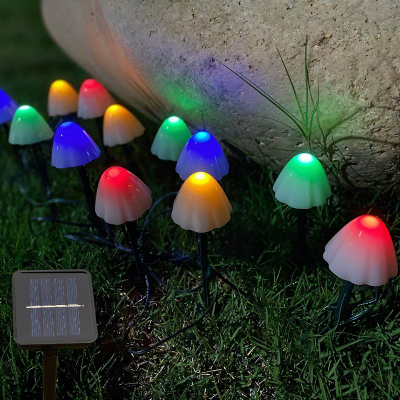Mycena outdoor garden lamp by Residence Supply, illuminated with a sleek design, suitable for outdoor garden lighting.