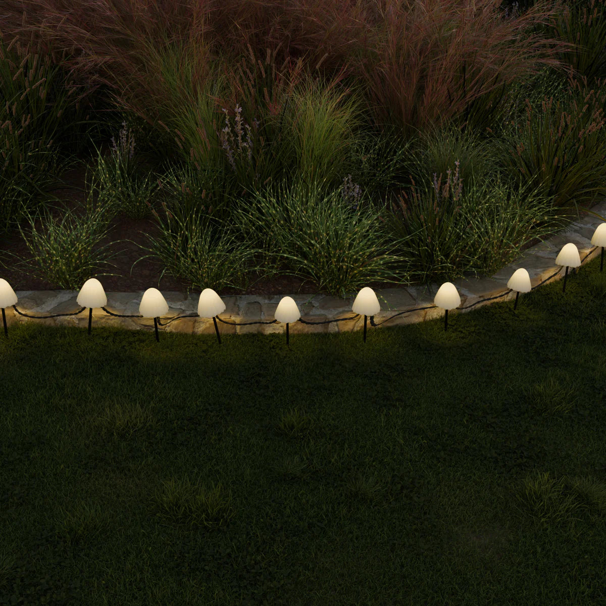 Mycena outdoor garden lamp by Residence Supply with a modern black metal design and clear glass enclosure for outdoor lighting.