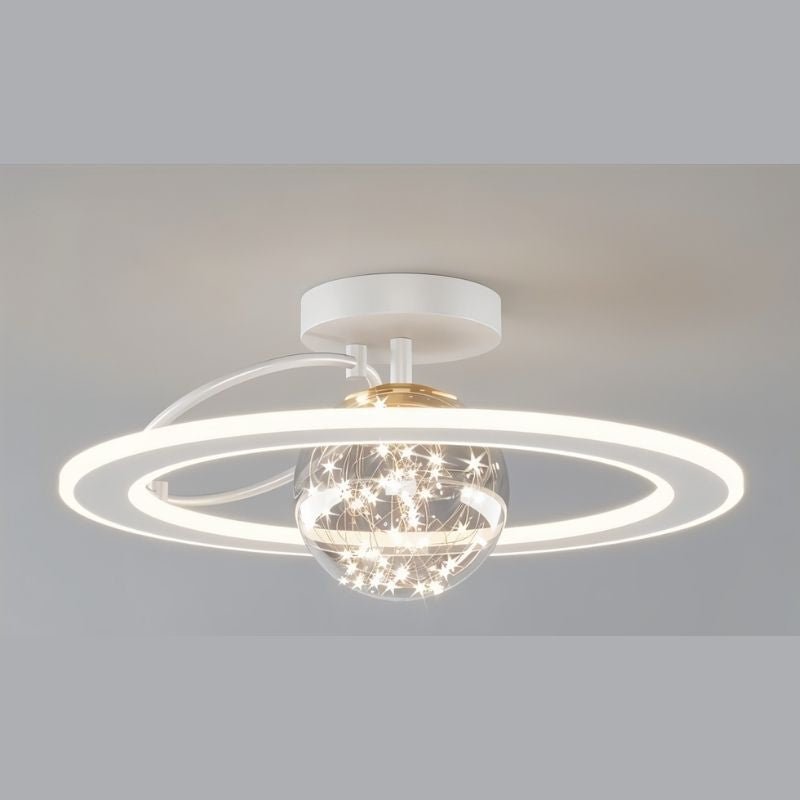White Naxlyn Ceiling Light by Residence Supply, modern fixture with sleek design, mounted on a ceiling.