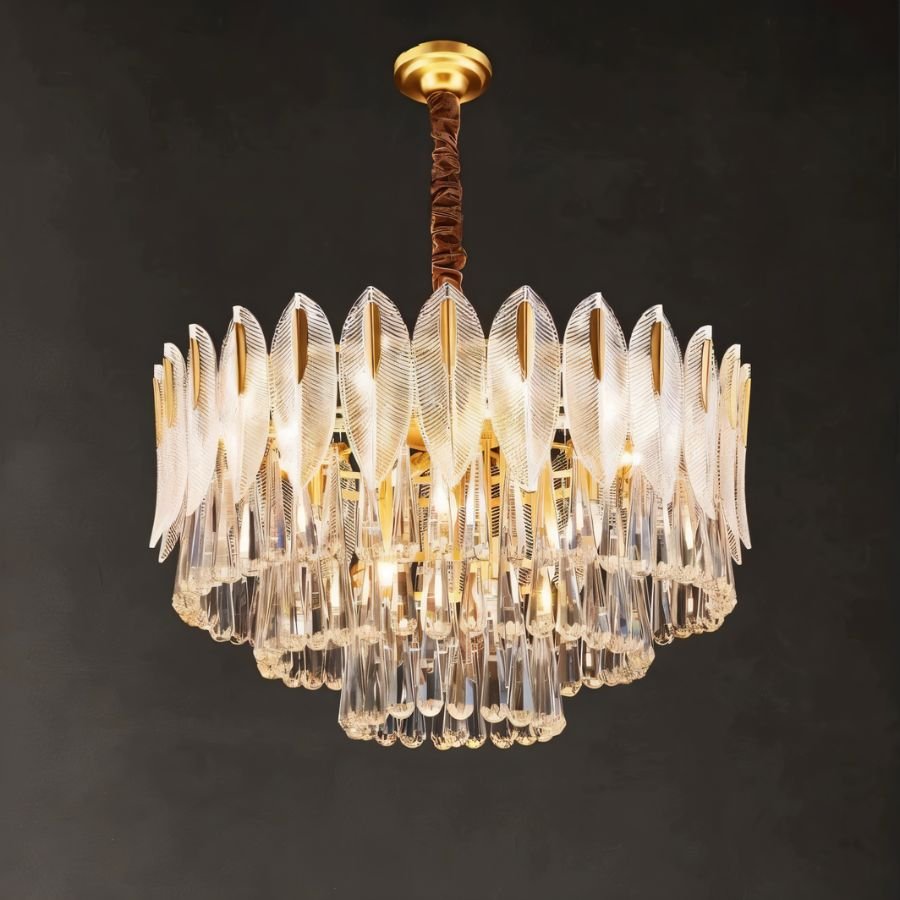 Round crystal chandelier by Nehora with sparkling hanging crystals and elegant design for luxurious home decor.