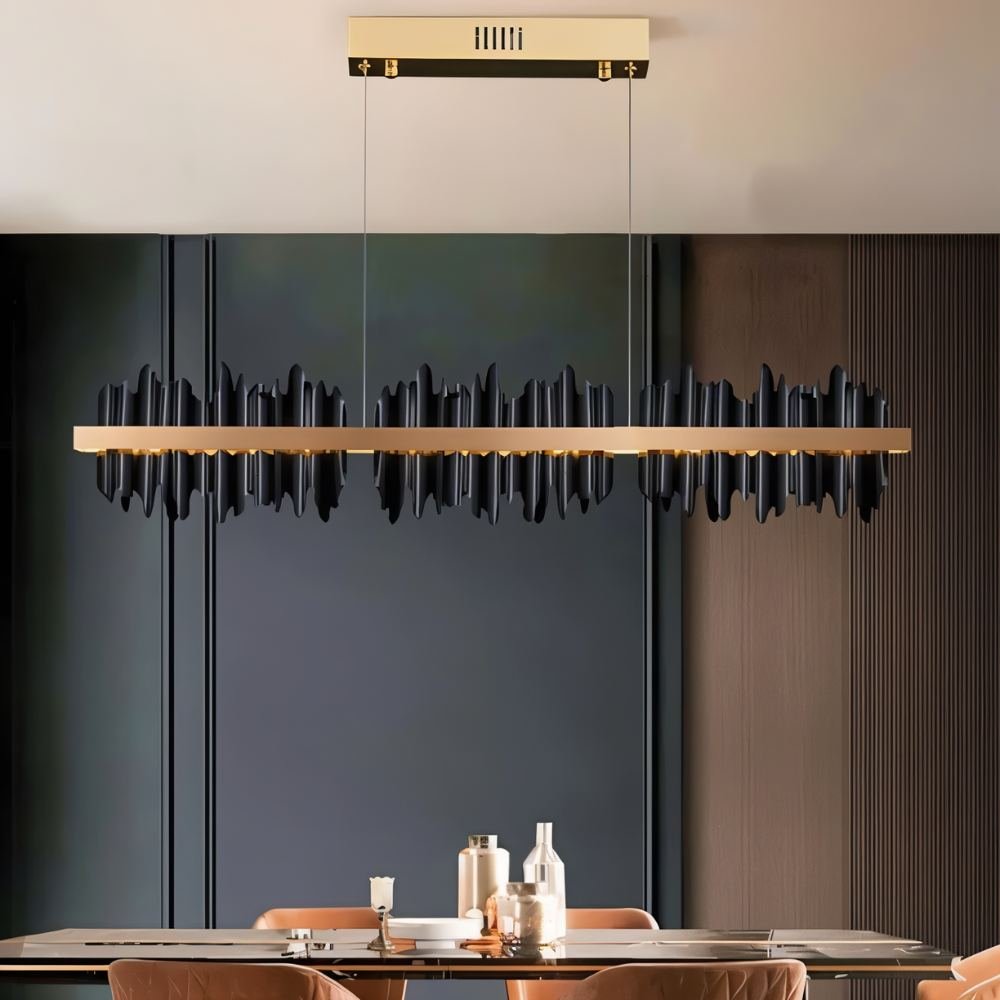 Modern Ninda Linear Chandelier by Residence Supply featuring sleek design and multiple light fixtures for contemporary home lighting.