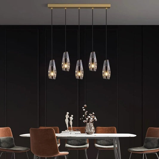 Modern Nitor Linear Chandelier by Residence Supply featuring sleek metal frame and integrated LED lighting for contemporary home decor.
