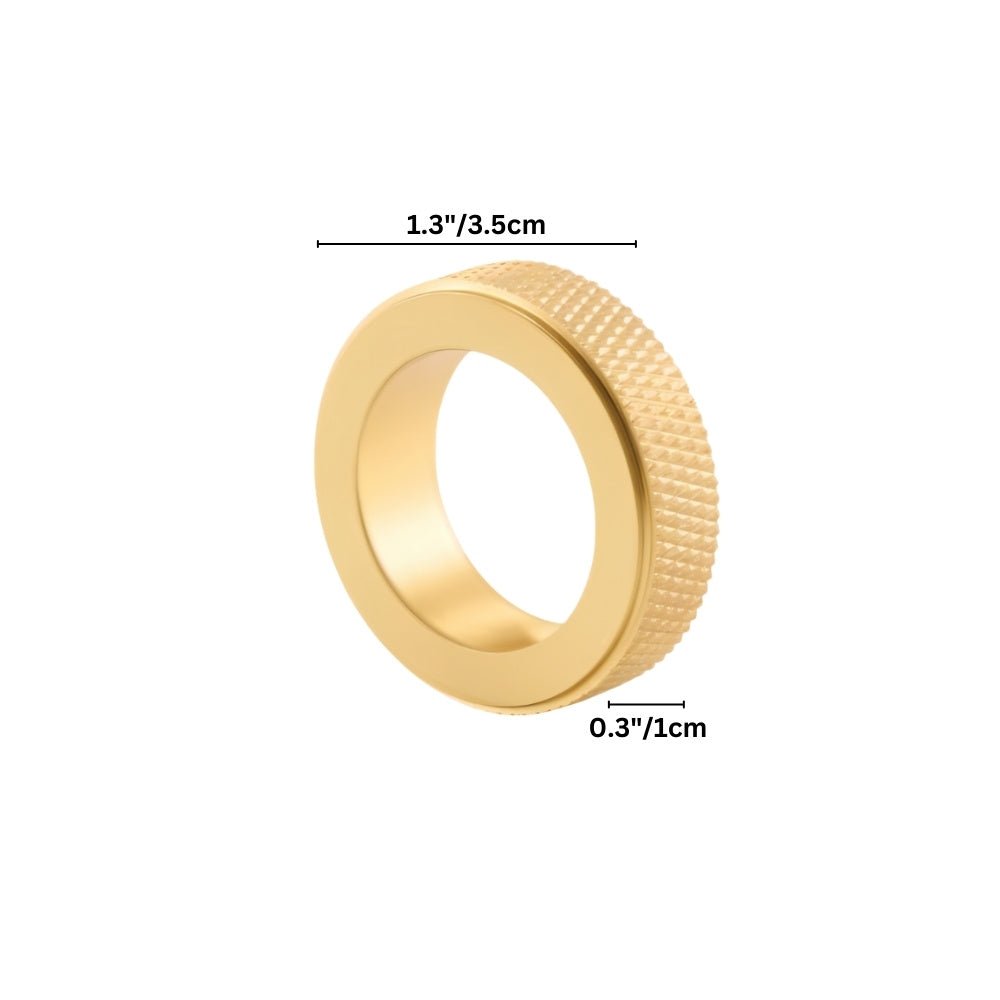 Cylindrical knurled Noah cabinet knob by Residence Supply, used as a modern hardware handle for cabinets and furniture.