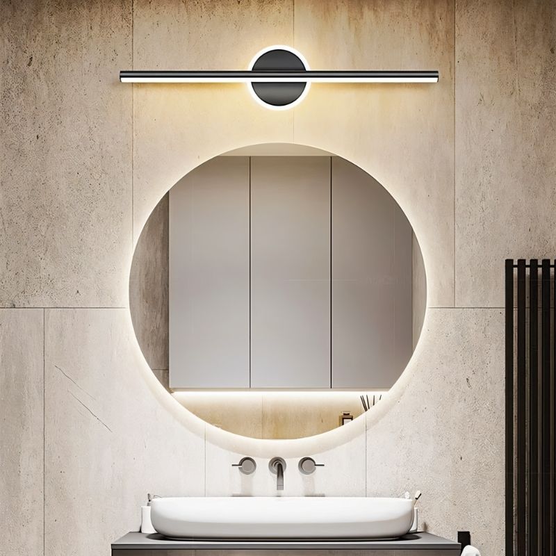 Modern black Nyxtra Wall Lamp by Residence Supply, bathroom vanity lighting fixture with sleek design and adjustable arm.