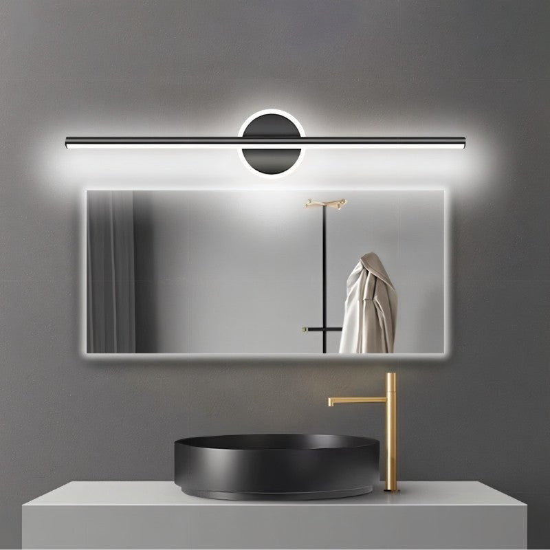 Modern black Nyxtra Wall Lamp by Residence Supply, bathroom vanity light fixture with sleek design and contemporary style.