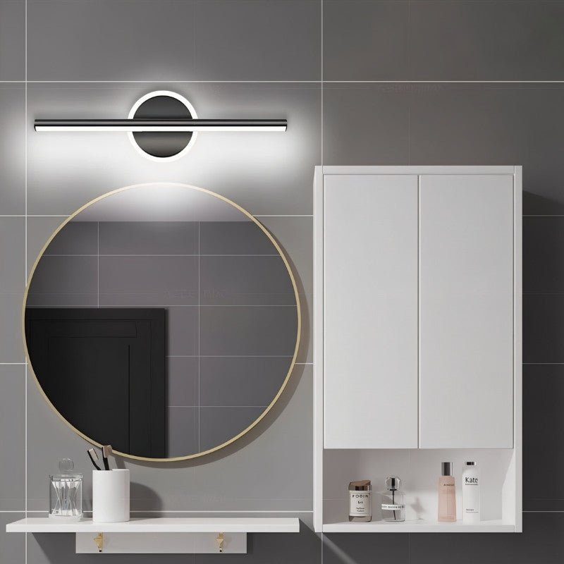 Modern black Nyxtra Wall Lamp by Residence Supply, designed for bathroom vanity lighting with sleek, contemporary style.