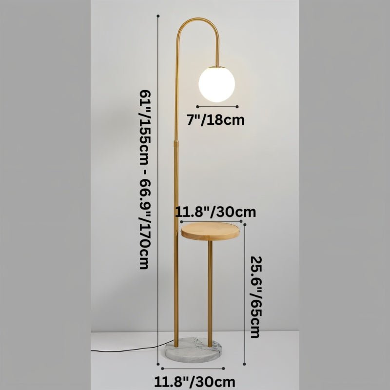 Okul floor lamp with integrated smart side table by Residence Supply, featuring modern design and adjustable lighting.