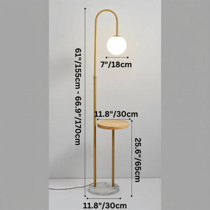 Okul floor lamp with integrated smart side table by Residence Supply, featuring modern design and adjustable lighting.