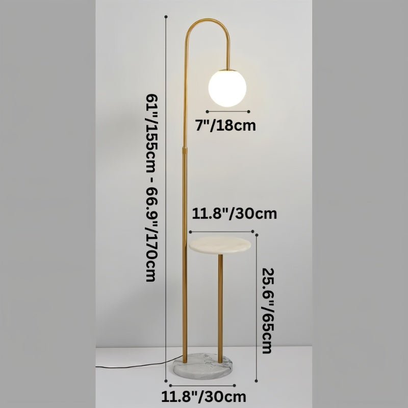 Okul floor lamp with integrated smart side table by Residence Supply, featuring a modern design with adjustable lighting and sleek surface.