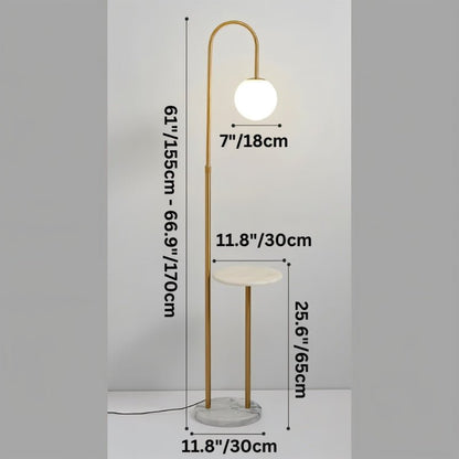 Okul floor lamp with integrated smart side table by Residence Supply, featuring a modern design with adjustable lighting and sleek surface.