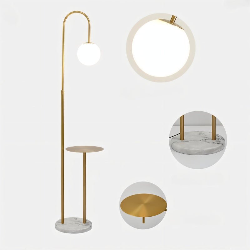 Okul floor lamp with integrated smart side table and adjustable lighting, modern design by Residence Supply.