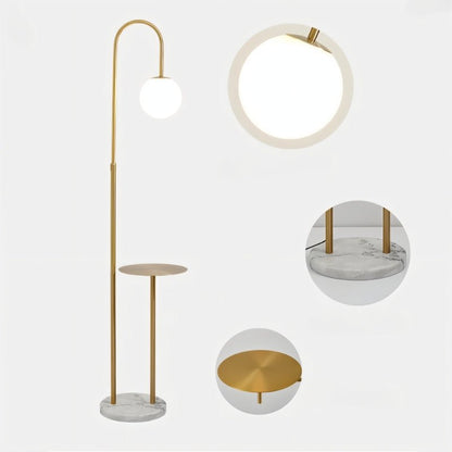 Okul floor lamp with integrated smart side table and adjustable lighting, modern design by Residence Supply.