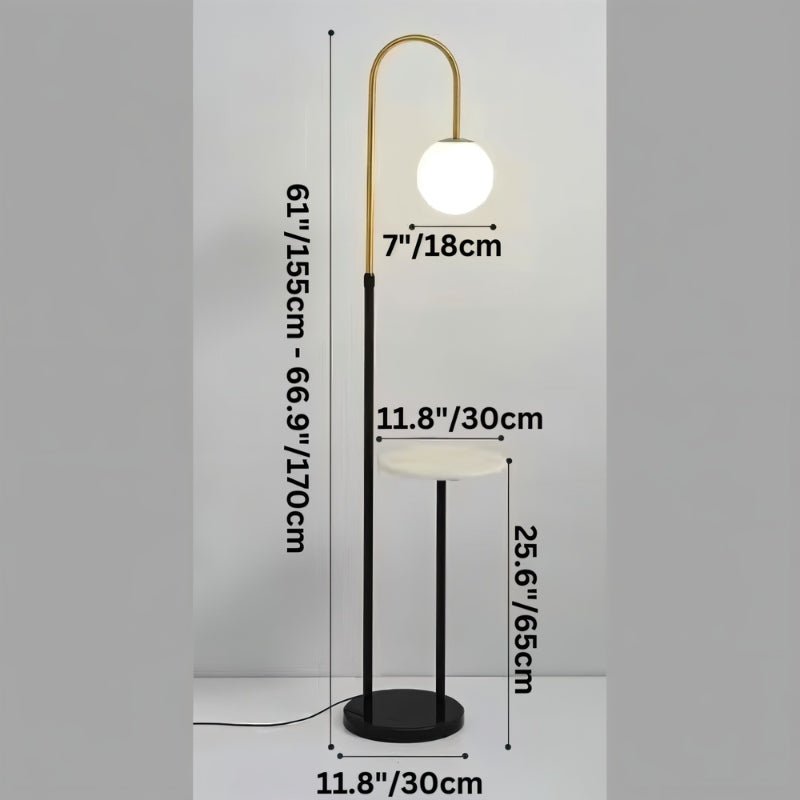 Okul Floor Lamp with smart side table by Residence Supply, featuring a modern design with integrated lighting and storage.