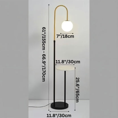 Okul Floor Lamp with smart side table by Residence Supply, featuring a modern design with integrated lighting and storage.