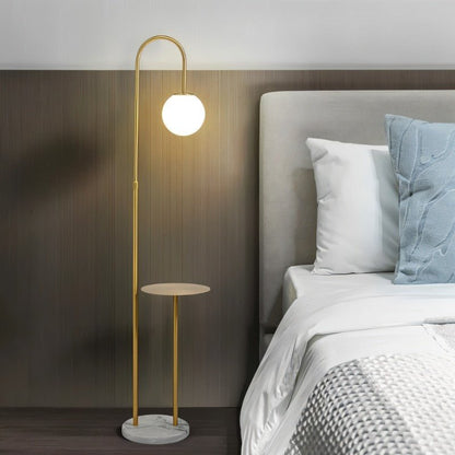 Okul Floor Lamp with smart side table by Residence Supply, modern design with integrated table and adjustable lighting.
