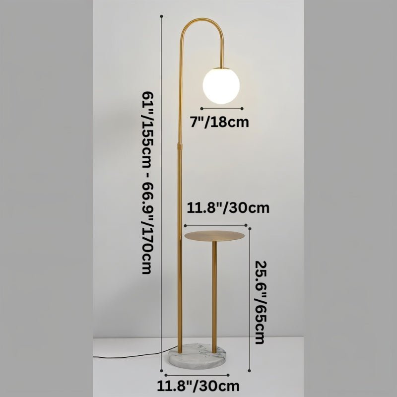 Okul Floor Lamp with built-in smart side table by Residence Supply, featuring modern design and integrated lighting and surface space.