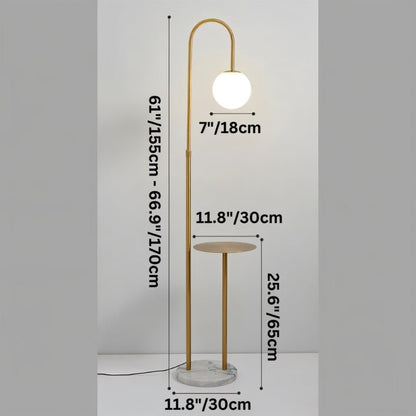 Okul Floor Lamp with built-in smart side table by Residence Supply, featuring modern design and integrated lighting and surface space.