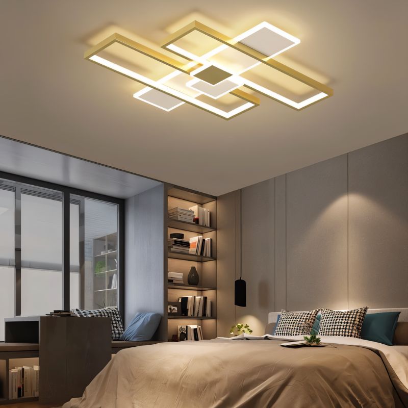 Modern Ombrin Ceiling Light by Residence Supply, featuring a sleek design with a warm glow and ambient lighting for living spaces.