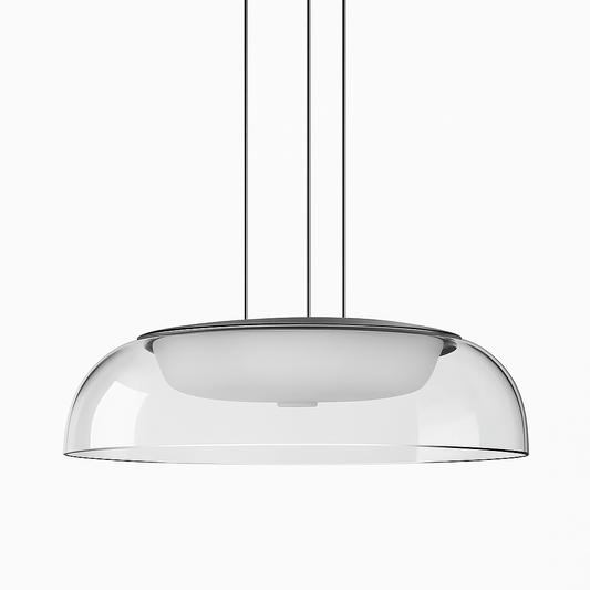 Omnira pendant light by Residence Supply featuring a sleek modern design with a round metal shade and adjustable hanging cord.