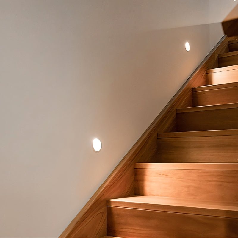 Onexa Trimless Wall Light by Residence Supply illuminating a staircase with sleek, modern design and seamless trimless finish.