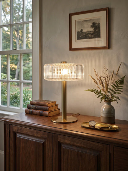 Opaque Striped Glass Shade Table Lamp