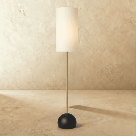 Residence Supply Orra Floor Lamp with sleek metal stand and fabric shade, ideal for modern living room lighting.