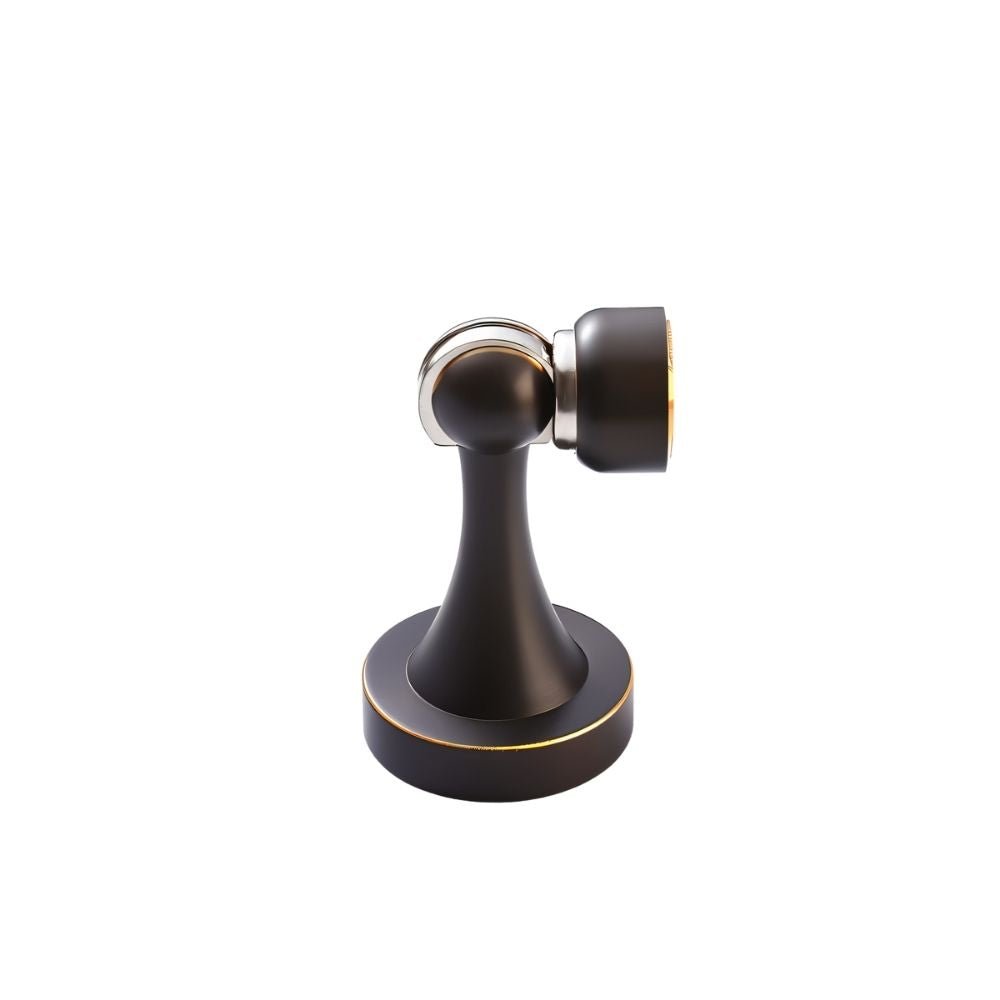 Residence Supply Osta Door Stop in brass finish, mounted on a door to prevent it from closing fully.