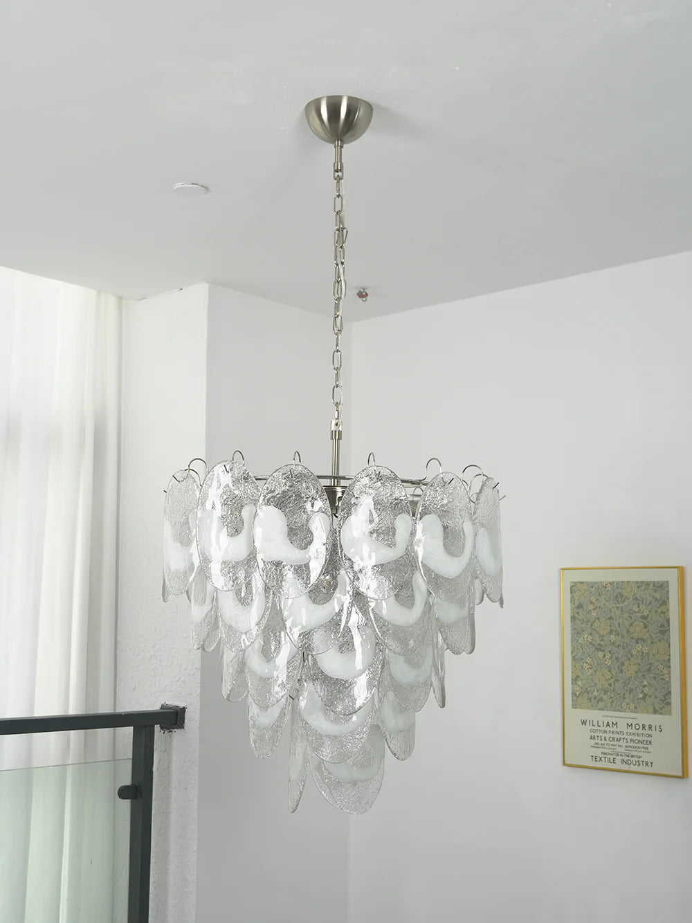 Oval Transparent Glass U Shape White Chandelier - Nuvé