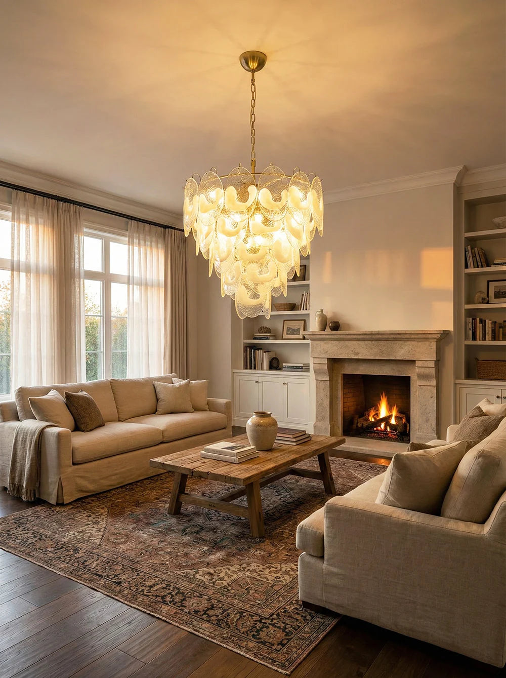 Oval Transparent Glass U Shape White Chandelier - Nuvé