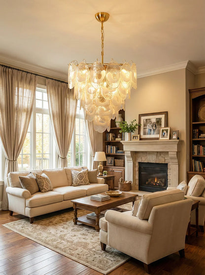 Oval Transparent Glass U Shape White Chandelier - Nuvé