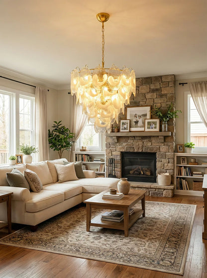 Oval Transparent Glass U Shape White Chandelier - Nuvé