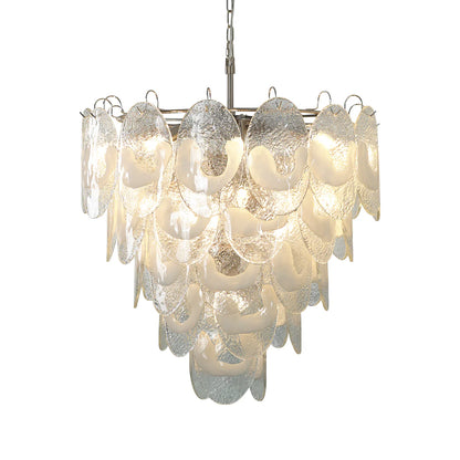 Oval Transparent Glass U Shape White Chandelier - Nuvé