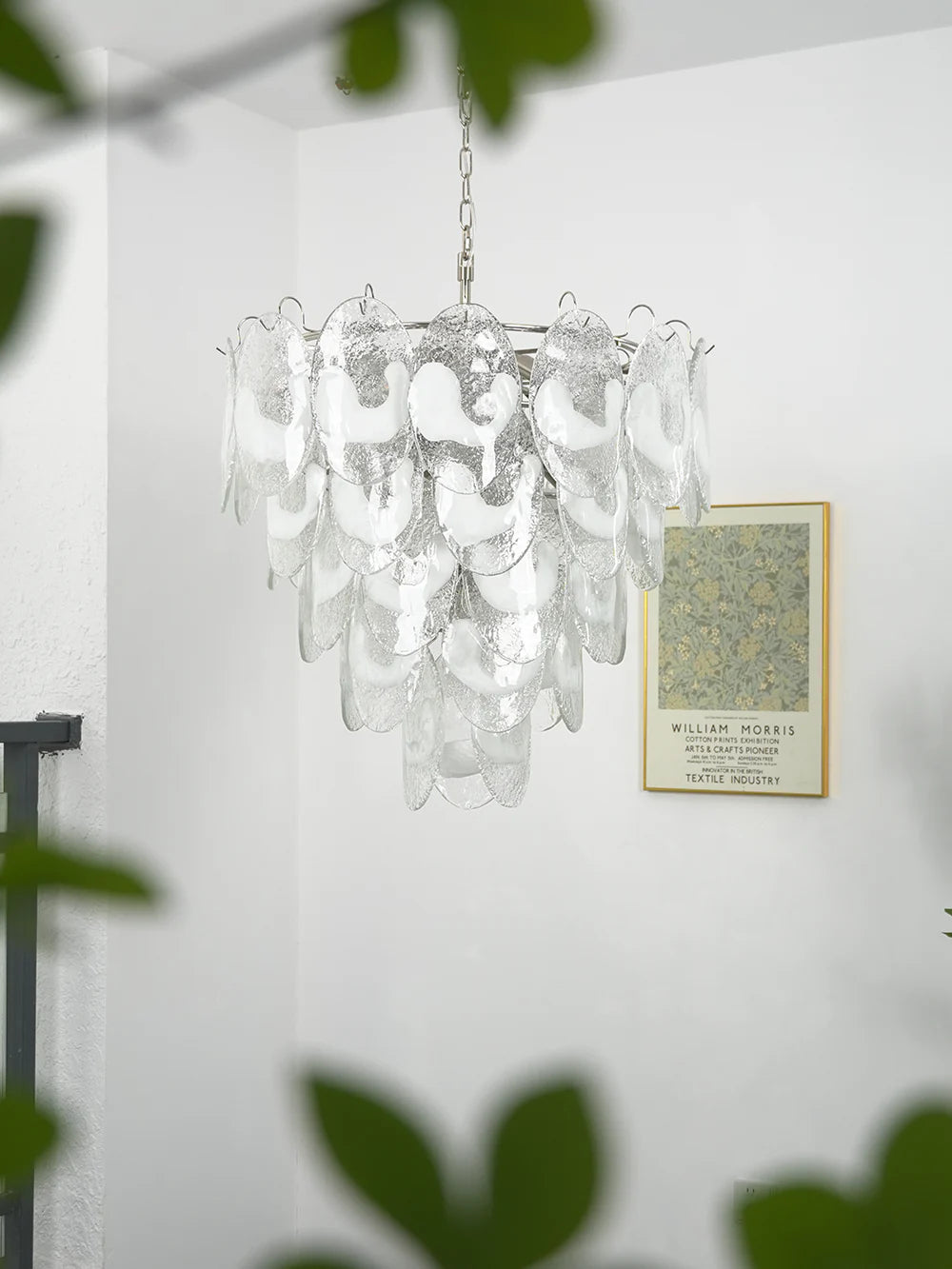 Oval Transparent Glass U Shape White Chandelier - Nuvé