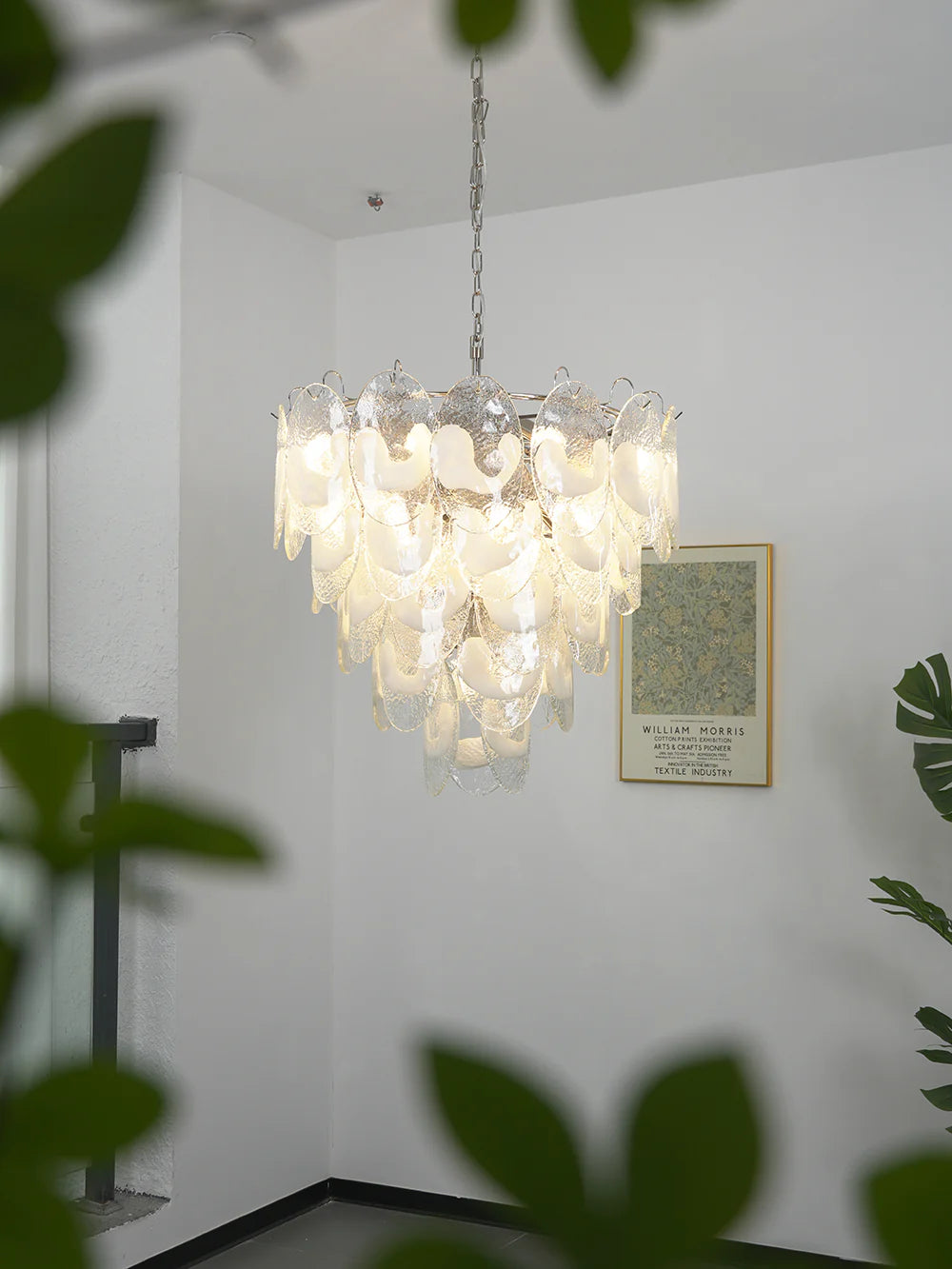 Oval Transparent Glass U Shape White Chandelier - Nuvé