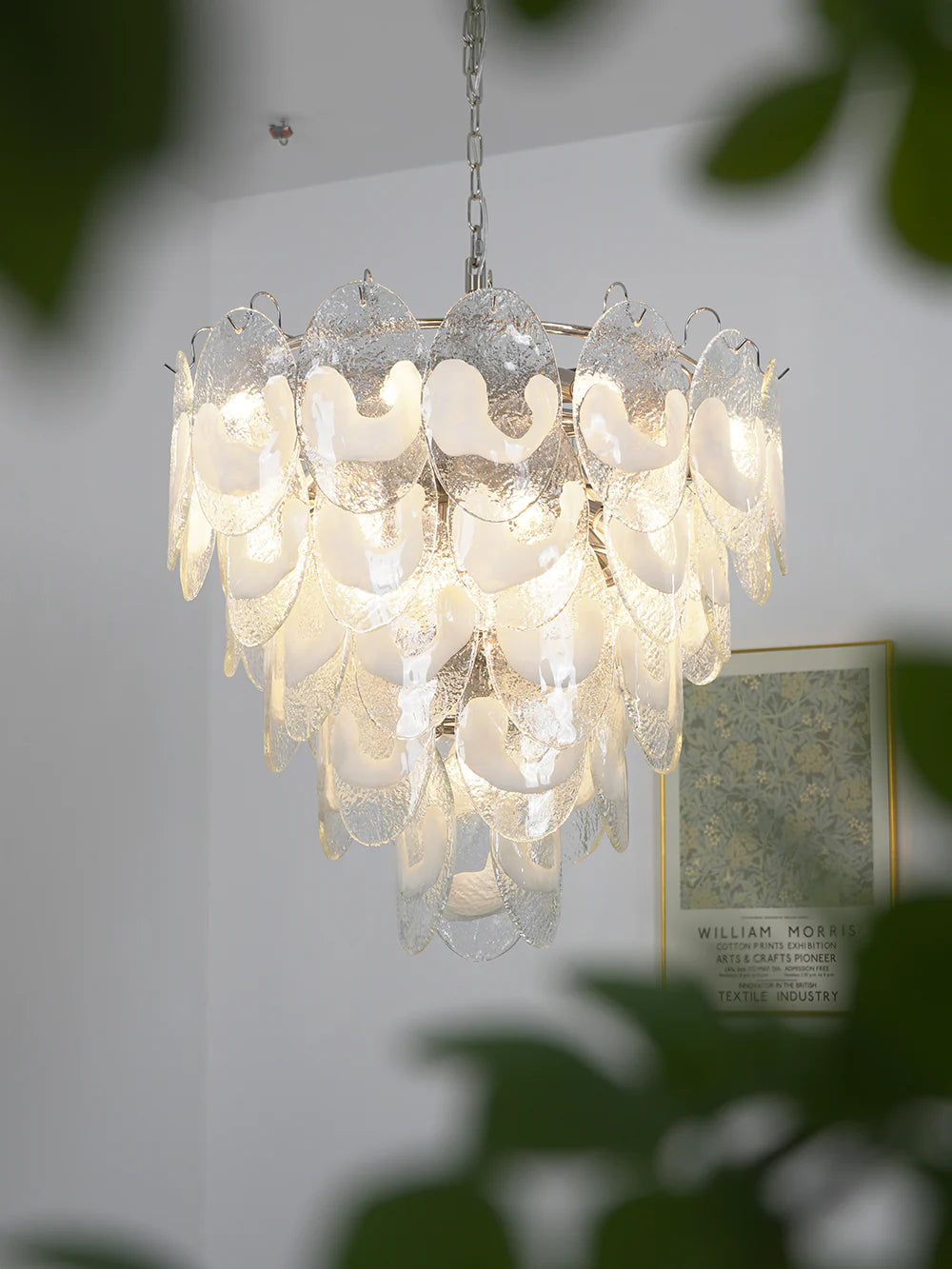 Oval Transparent Glass U Shape White Chandelier - Nuvé