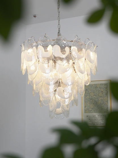 Oval Transparent Glass U Shape White Chandelier - Nuvé