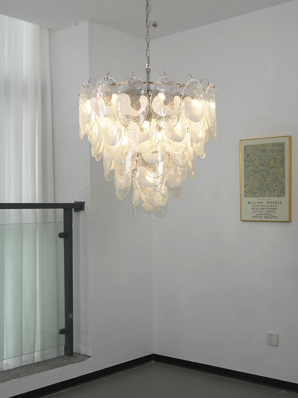 Oval Transparent Glass U Shape White Chandelier - Nuvé